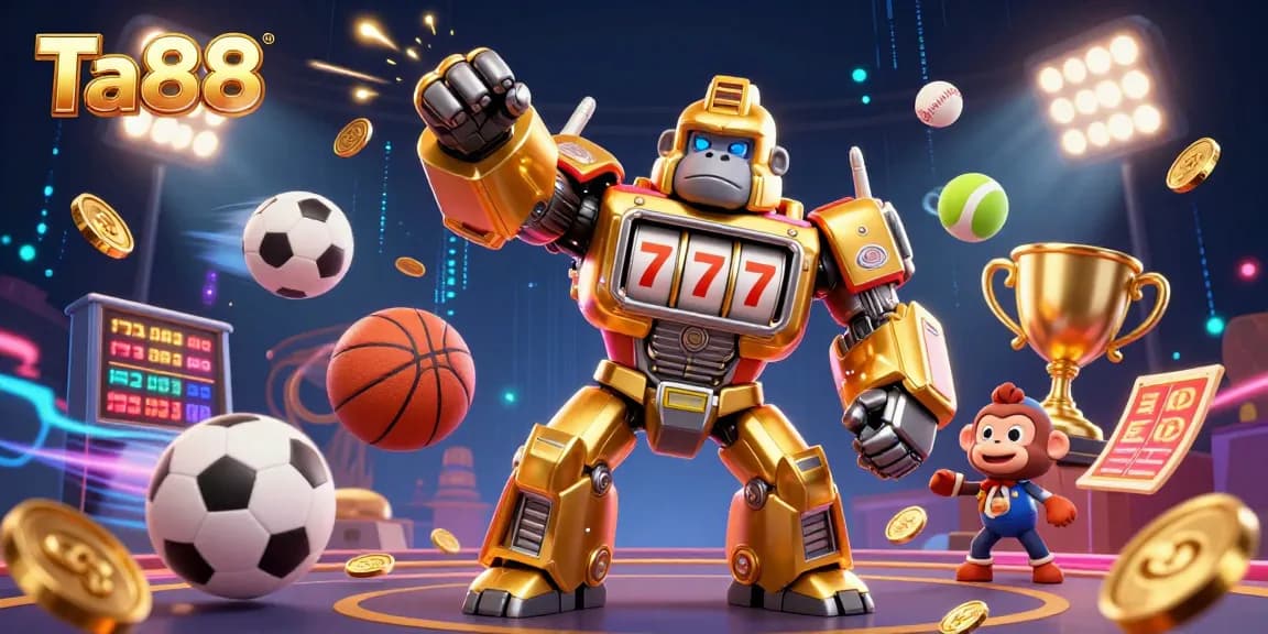 Experience the excitement of Ta88 with a vibrant 3D transformation scene featuring dynamic sports elements!
