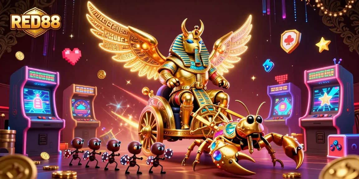 Experience exciting gaming action at RED88 with stunning visuals of casino elements!