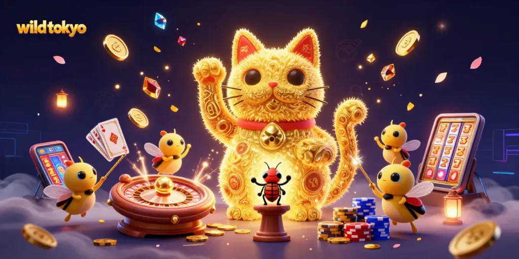 Spin the reels of wild tokyo, enjoying vibrant casino fun with lively lucky cat symbols.