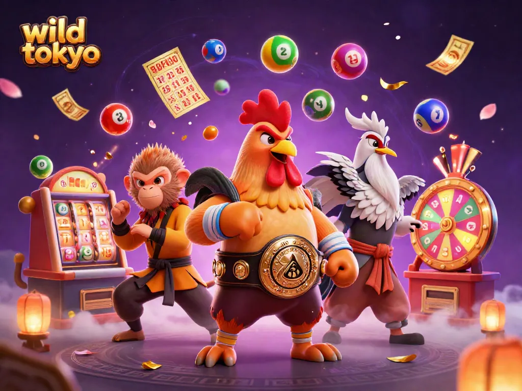 Engage with wild tokyo in an electrifying casino scene featuring dynamic game elements and vibrant characters.