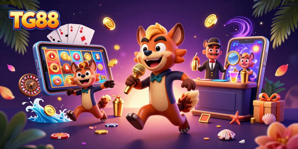 Experience TG88's lively casino scene with hyenas entertaining and thrilling players.