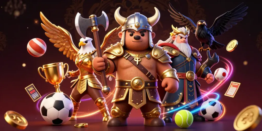Experience thrilling sports betting action with 78win's dynamic casino illustration.