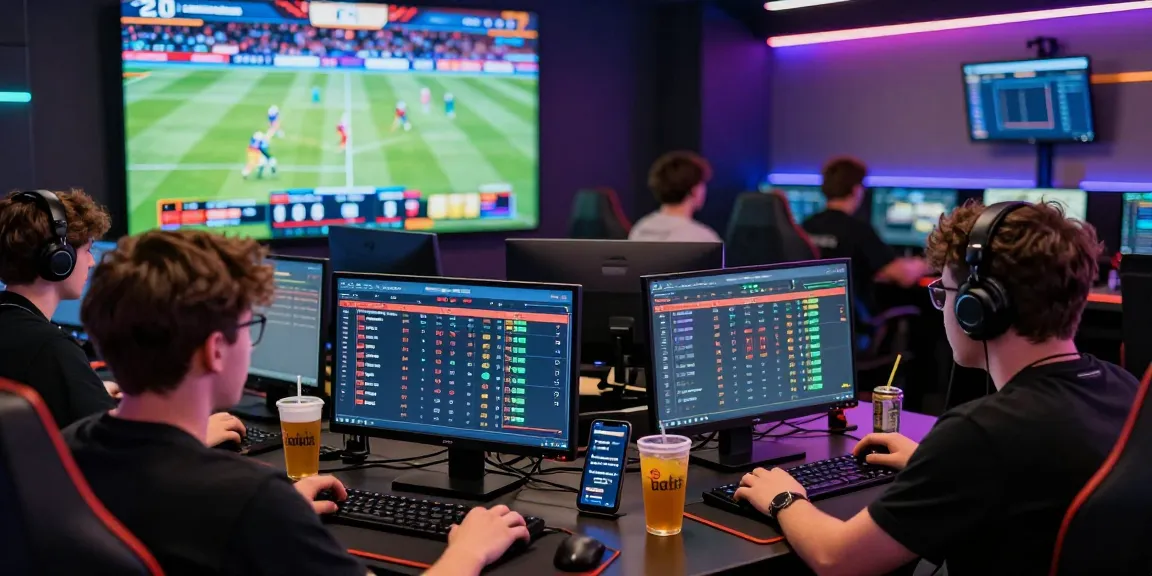 Exciting live betting on BetLabel with diverse players in an energized sports gaming room.