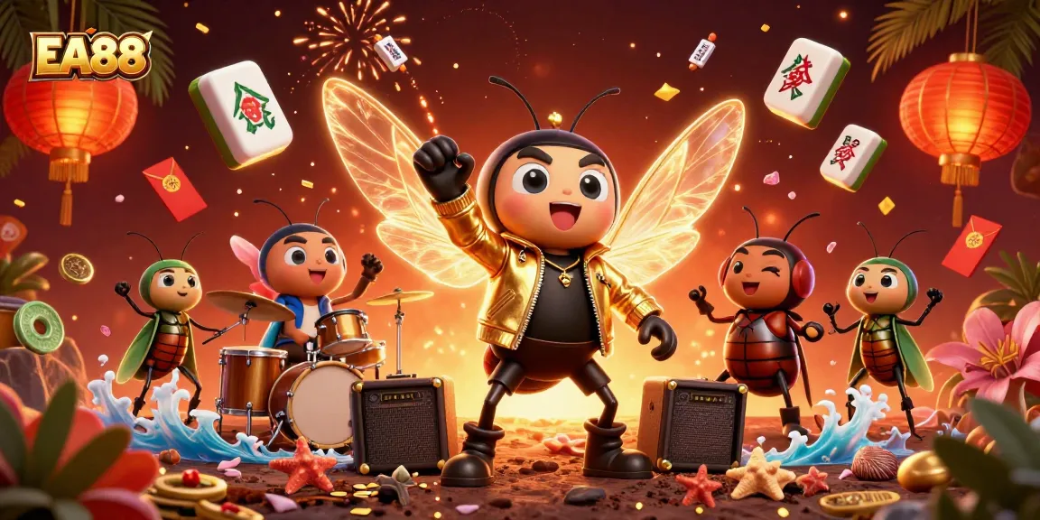Win big with EA88 in a lively casino scene featuring cartoon characters and vibrant elements.