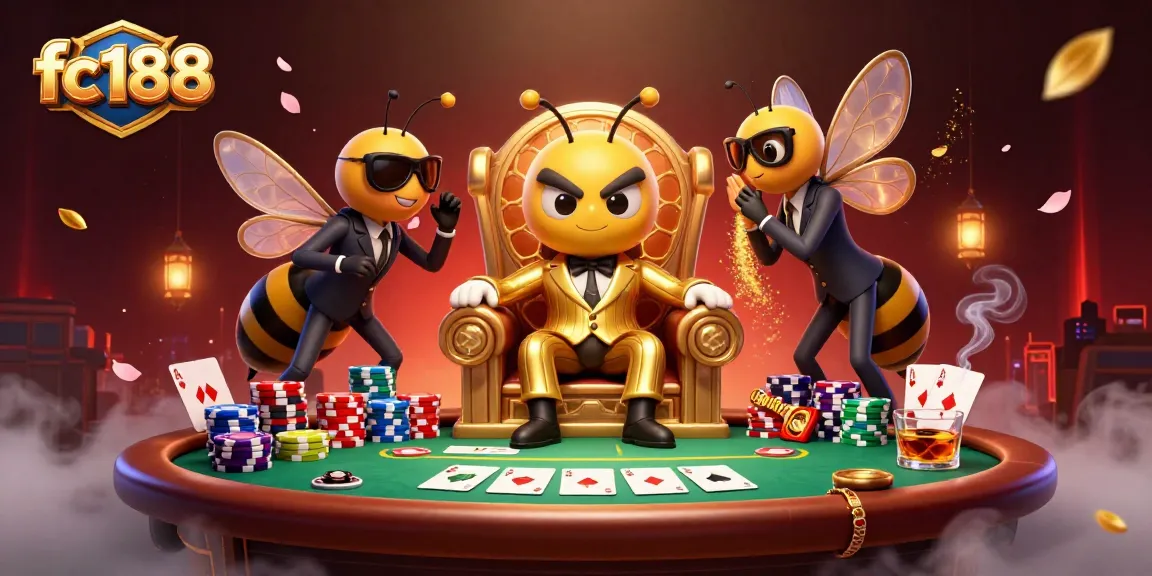 Engage in thrilling poker play with fc188 at the vibrant mob boss's table in this immersive scene.