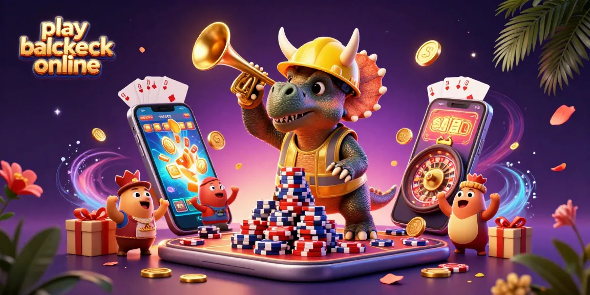 Play blackjack online in a vibrant casino scene with dinosaurs and dynamic game elements.