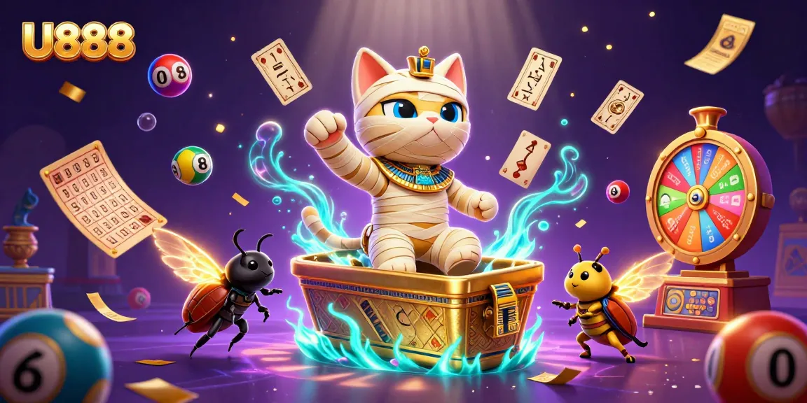 Experience the excitement of U888 with a dynamic casino scene featuring lively characters and vibrant game elements.